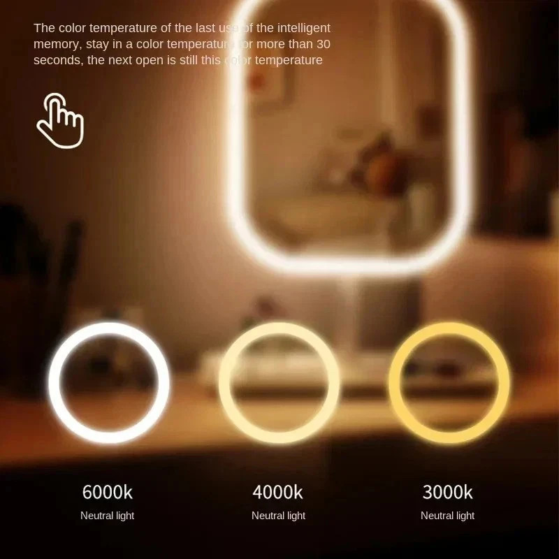 Rechargeable LED Makeup Mirror with Storage Base 💄 Touch Control Vanity Mirror