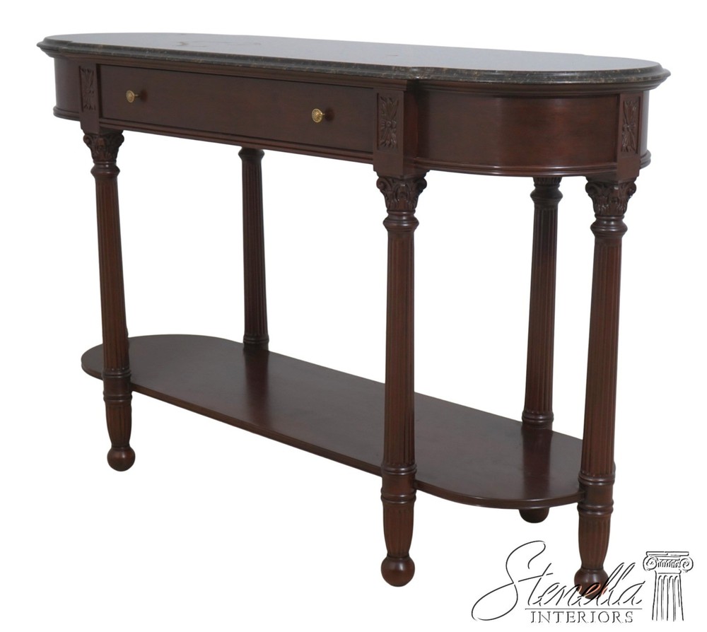 71992: HARDEN Marble Top Cherry 1 Drawer Console Serving Table