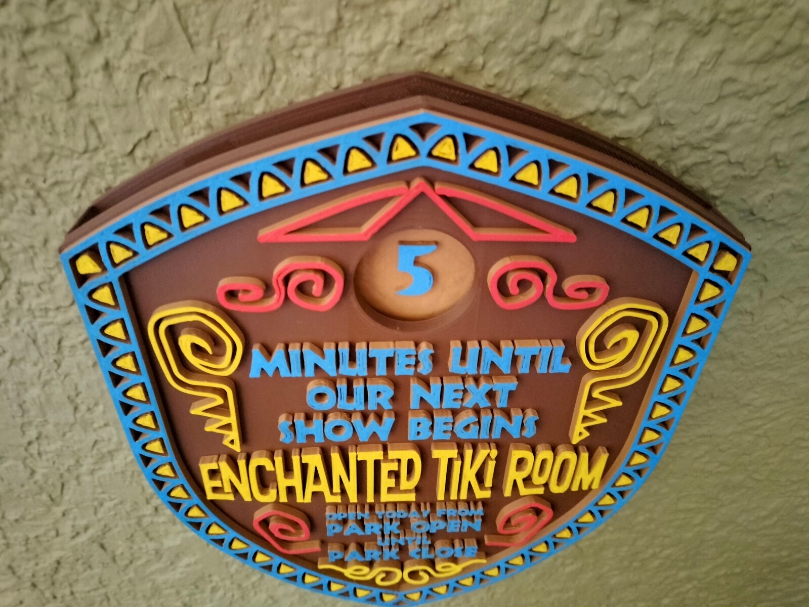 Enchanted Tiki Room Next Show Wait Time Sign Disney Prop Replica Wall Art Decor
