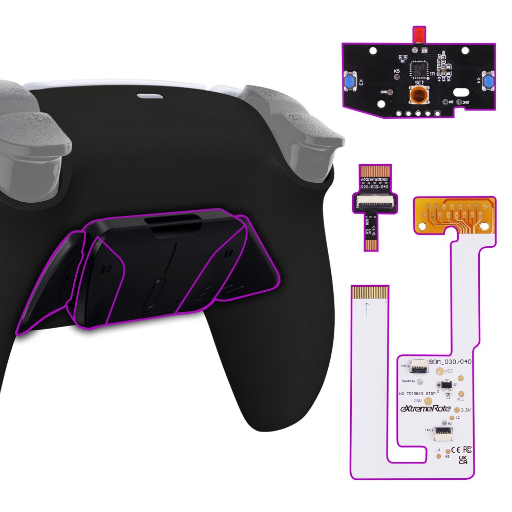RISE4 V3 Remap Kit 4 Back Buttons Set Paddles Bottom Shell for PS5 Controller