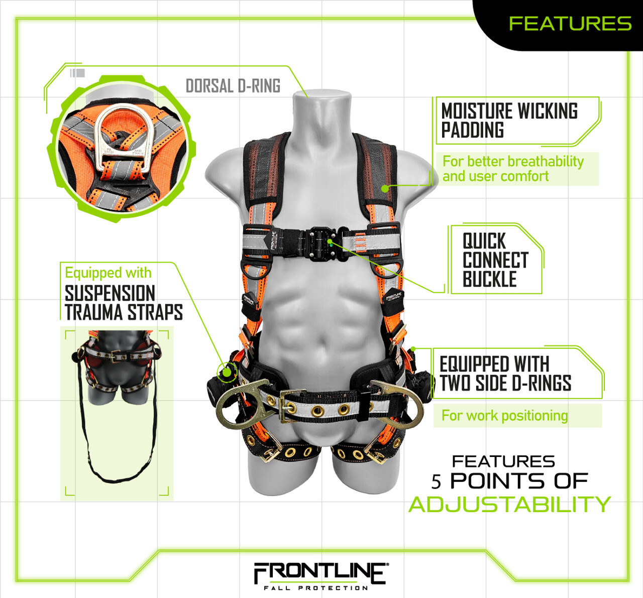 Frontline 100RCTB Reflective Construction Full Body Harness