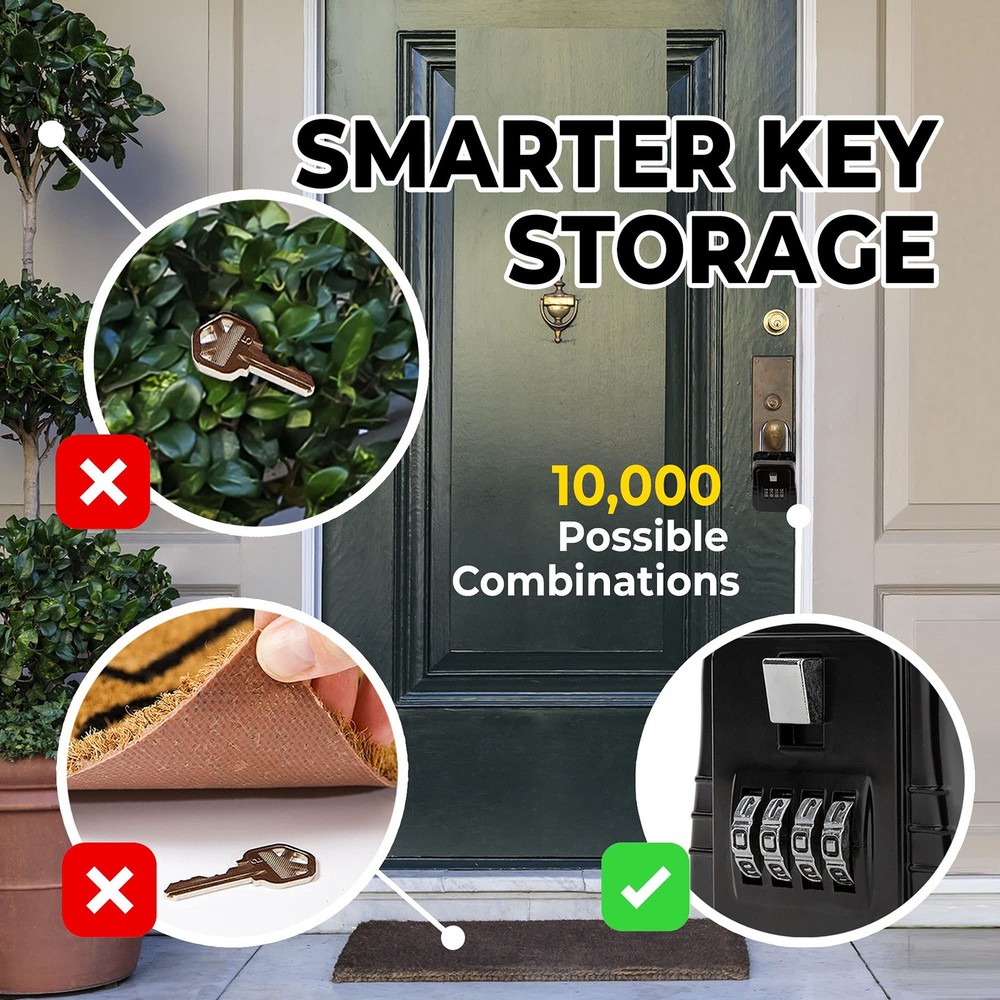 1500 Key Lock Box with Code, Lockbox for Keys Outdoor, Realtor Lock Box for S...