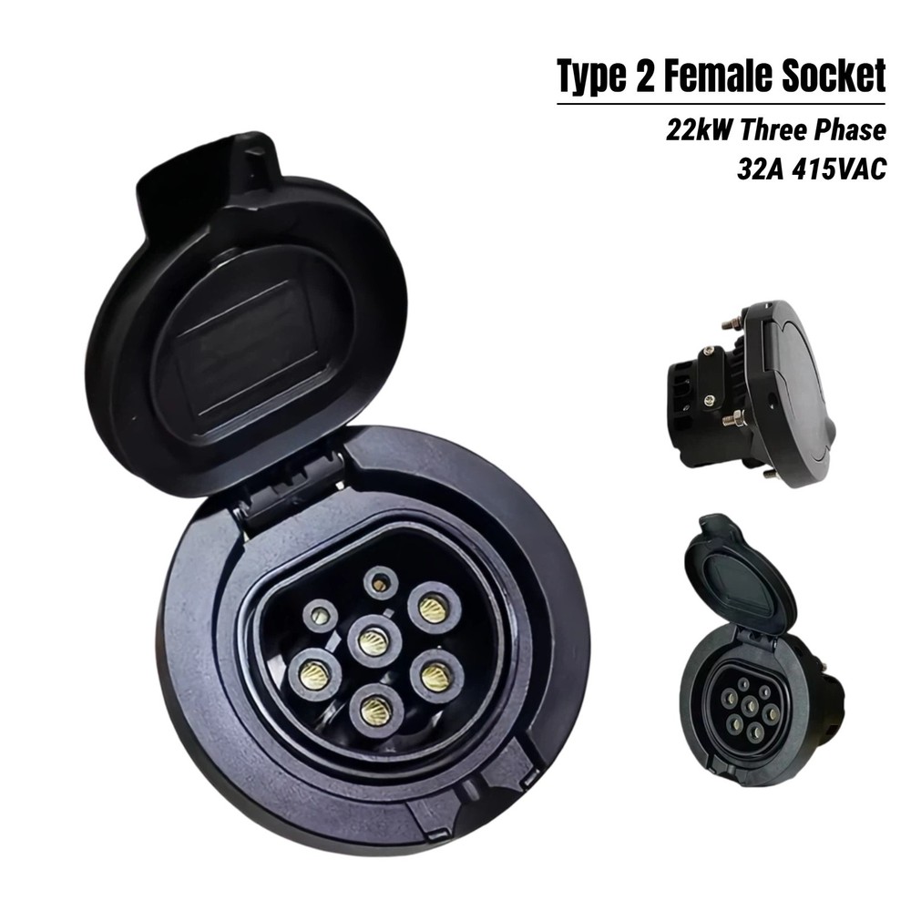 Type 2 Female EV Socket Replacement (station side), 32A 415V 22kW Three Phase