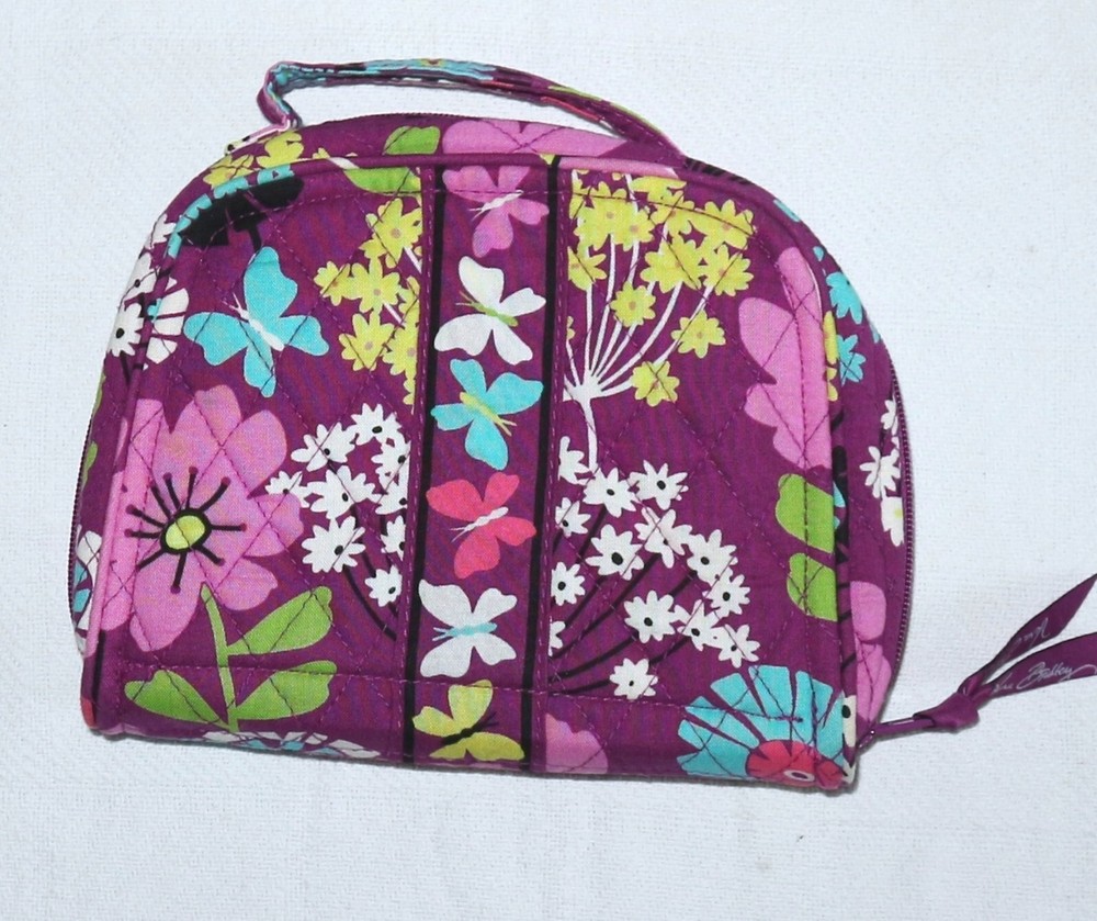 VERA BRADLEY Flutterby Pattern Small Ziparound Travel Makeup Accessory Kit EXC