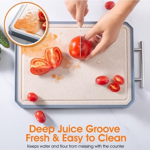 Titanium Cutting Board Double Sided Wheat Straw Large 16x11