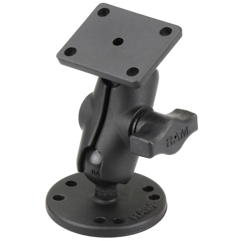 RAM Flat Surface Short Mount with 2.5" Round Base and Square AMPS Adapter