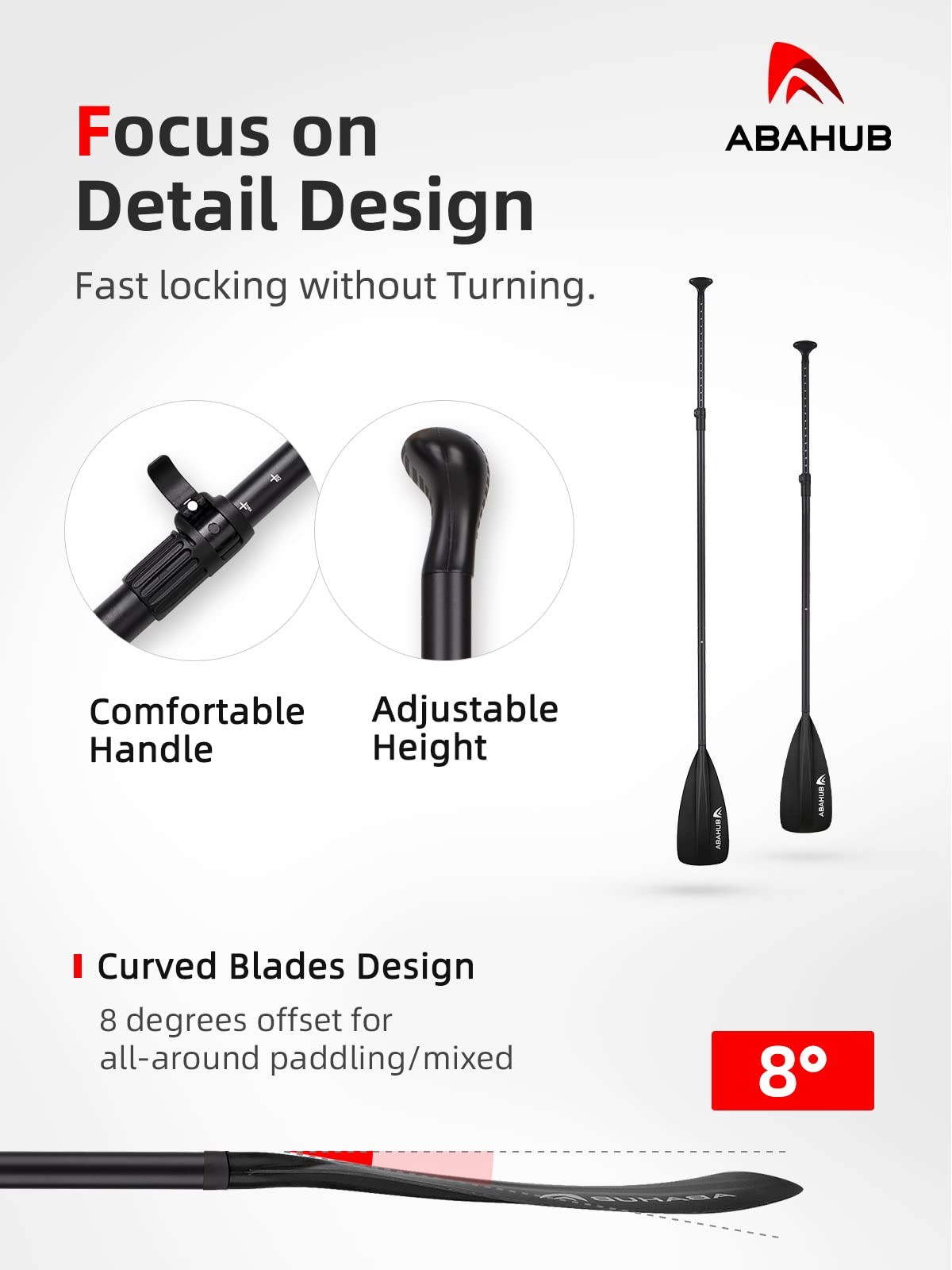 Abahub SUP Paddles 3-Piece Adjustable Stand Up Paddle Lightweight Aluminum Alloy