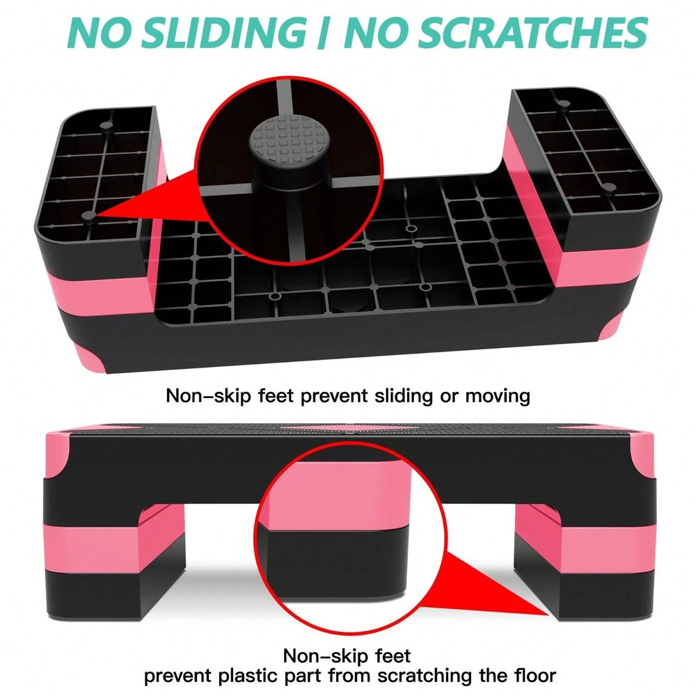 Adjustable Aerobic Stepper Exercise Step Platform 4 6 8 Inch Risers Home Gym Fit
