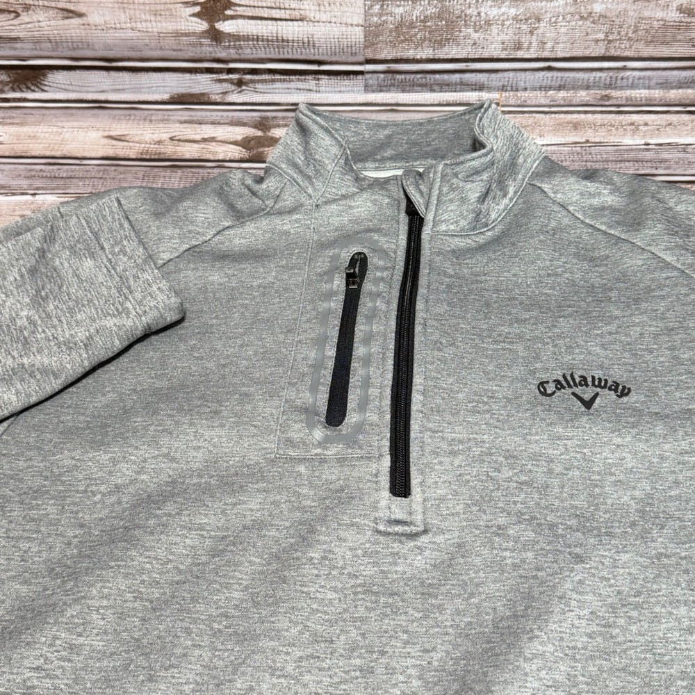 Callaway 1/4 Zip Pullover Mens Medium Gray Heathered Fleece Lined Golf Jacket