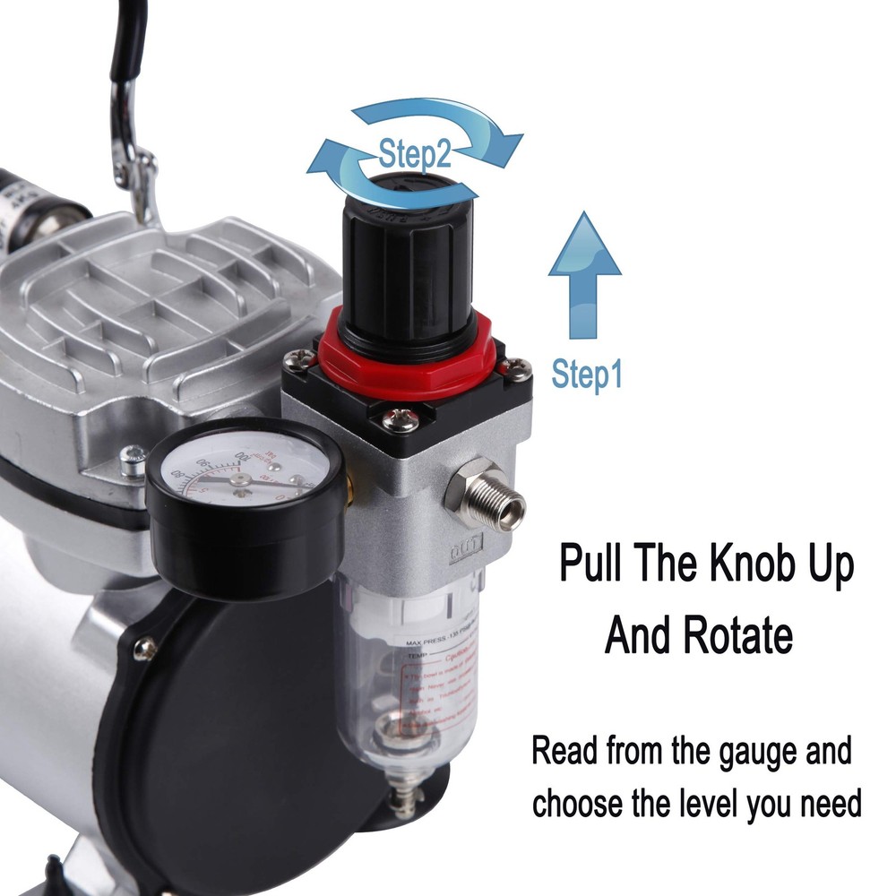 Timbertech Airbrush Kit With Compressor AS18-2K Basic Start Air...