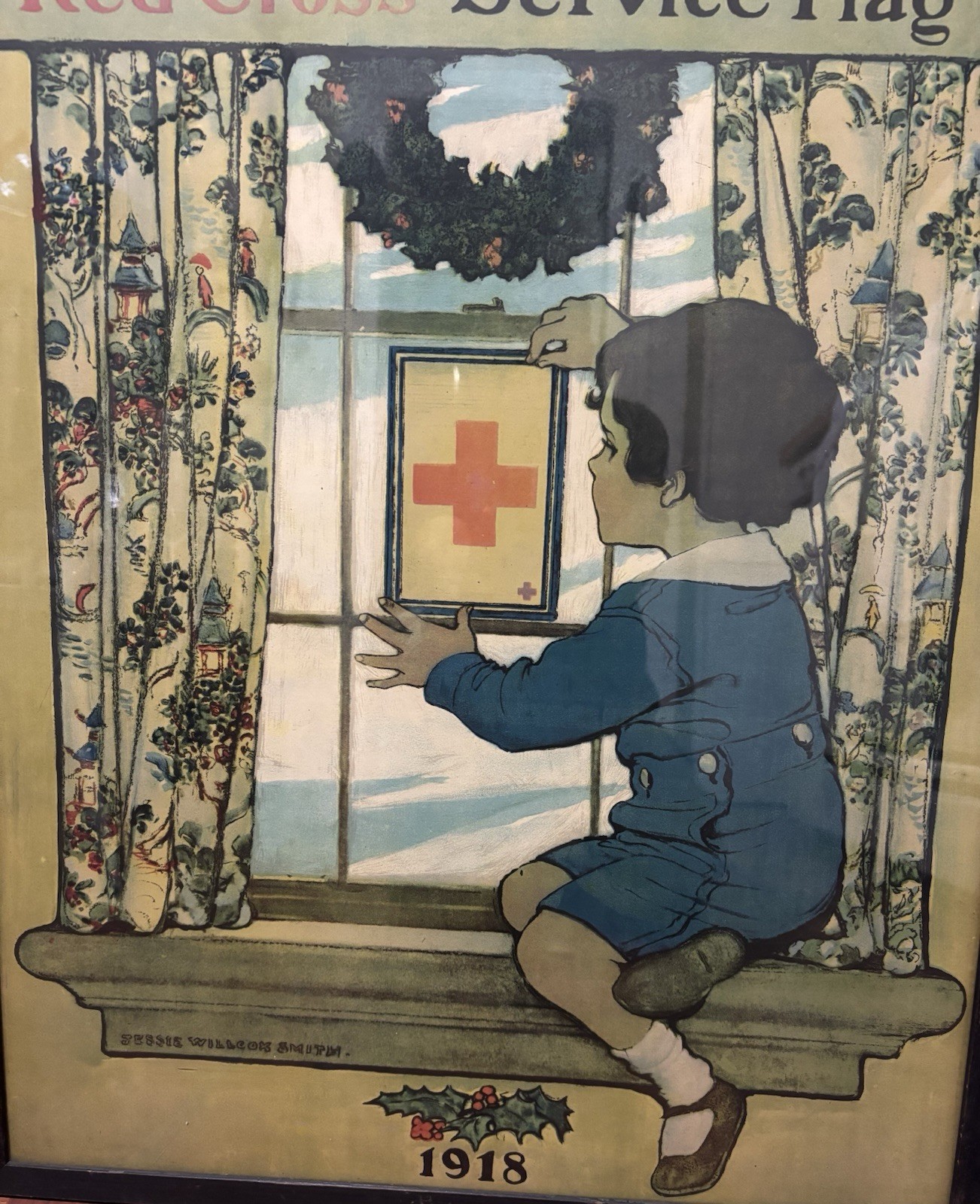 Jessie Wilcox Smith 1918 Red Cross Framed Vintage Poster 22”x29”