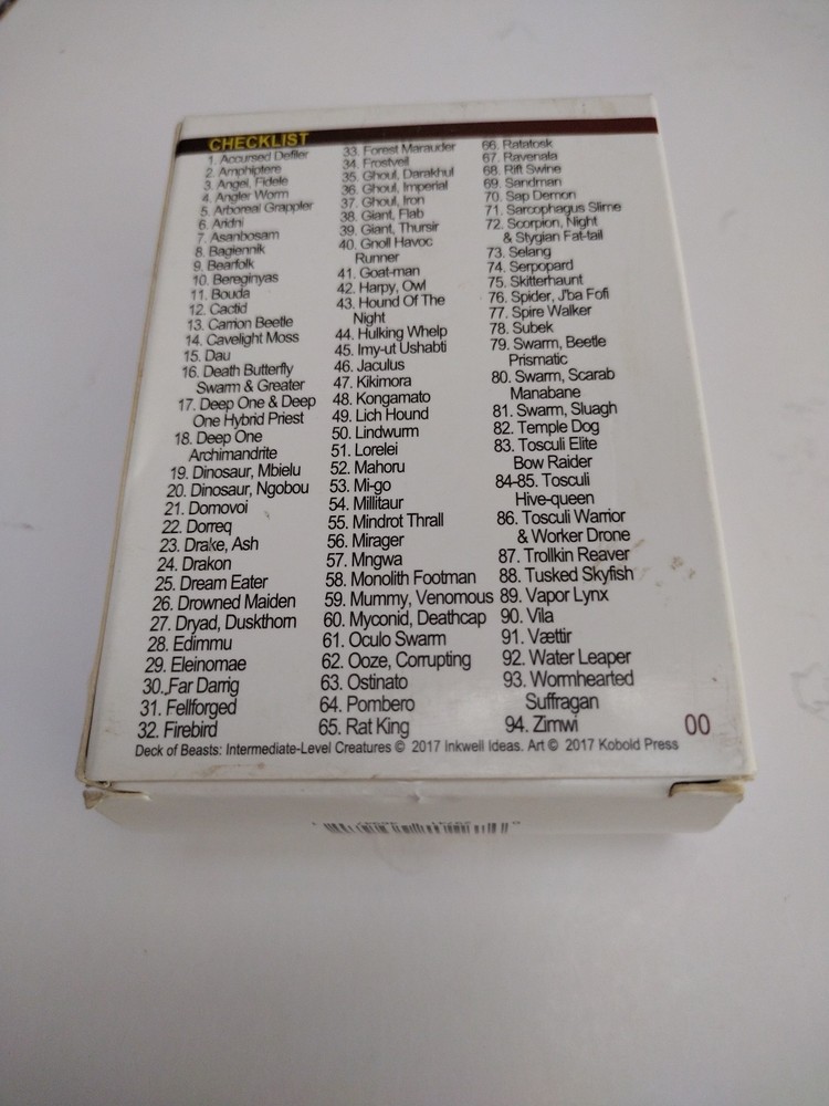 Deck Of Beast 5th Edition Intermediate Level Creatures Dungeons & Dragons