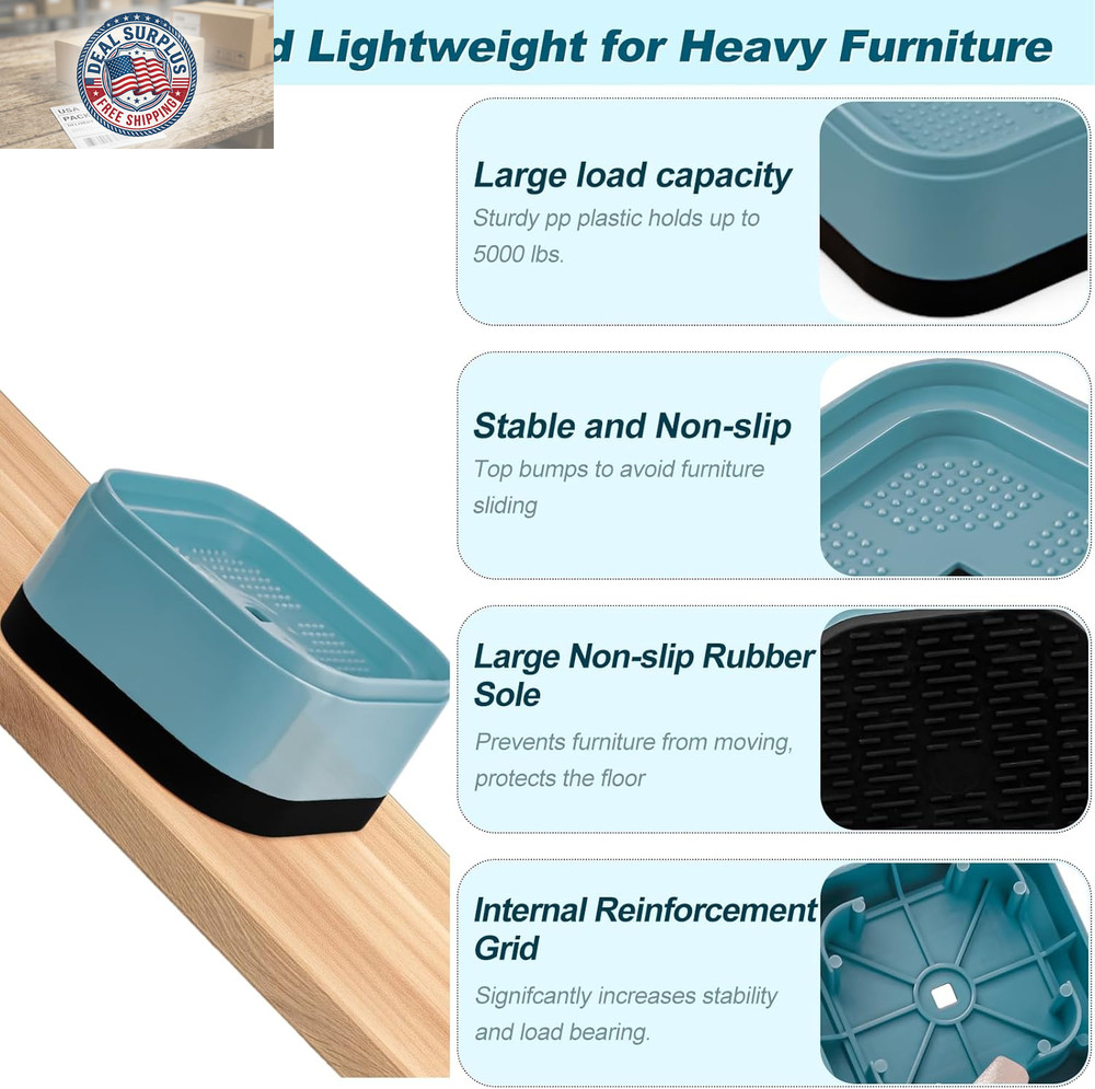 12 Pack Furniture Risers, Adjustable Bed Risers Heavy Duty Stackable Bed Raisers