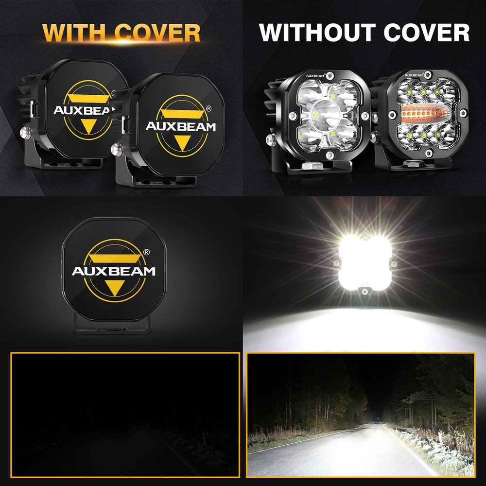 AUXBEAM 3"inch LED Cube Pods Work Light Bar Strobe Flash For Can-Am Maverick X3