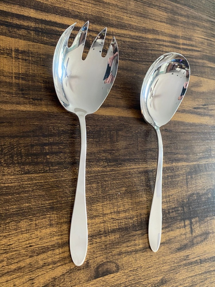 Vintage Reed & Barton 8.75" Silver Plated Salad Serving Spoon & Fork Set