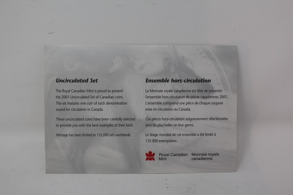 2001 Canada 7 Coin Uncirculated Mint Set With Envelope & COA