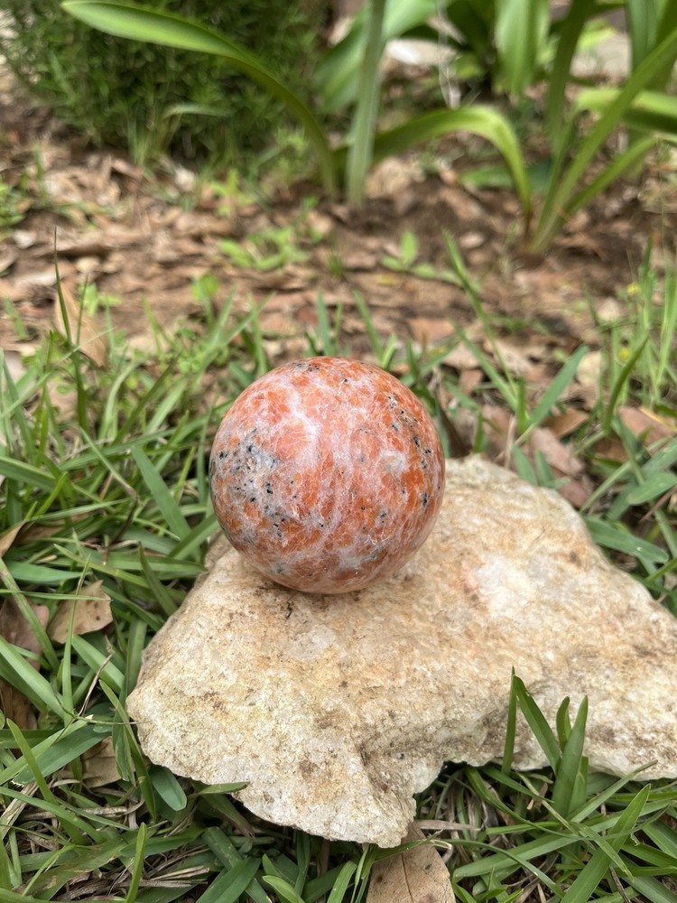 Sunstone Healing Sphere Mineral Display