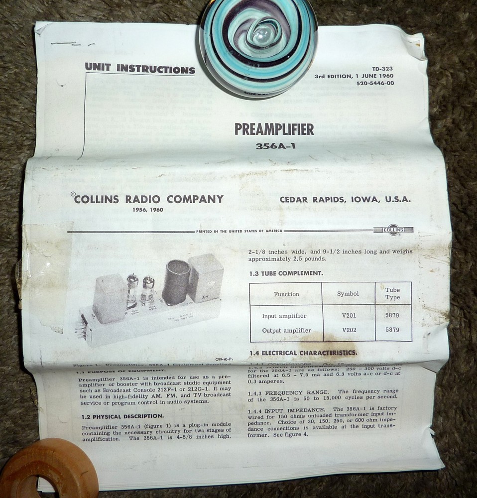 2 Collins 356A-1 Microphone Preamplifiers w/ Paperwork