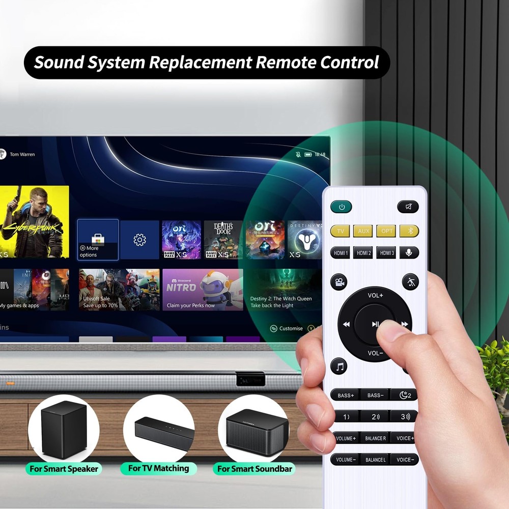 WDZP New Remote Control fit for Polk React & Command Sound Bars White