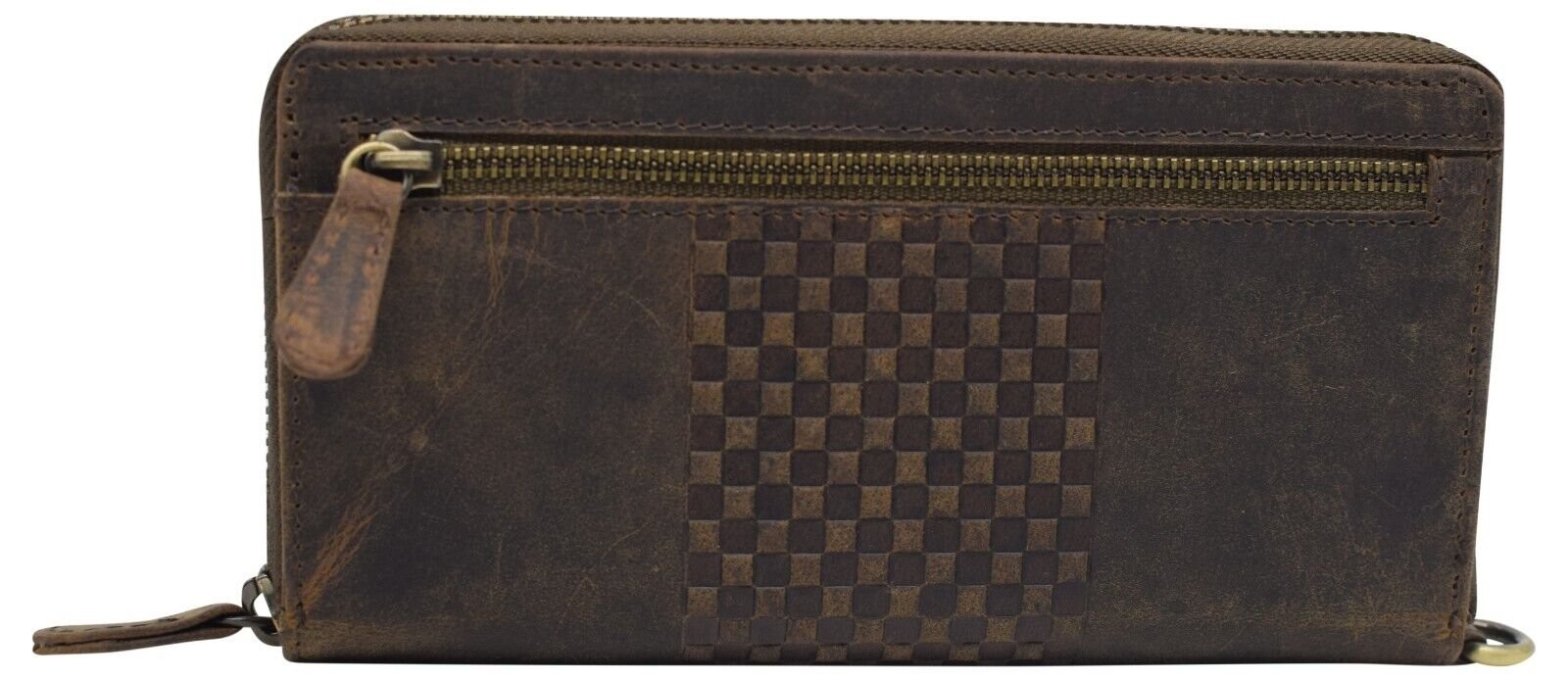 Vintage Leather Women's Wallet RFID Zip Around Card Holder Phone Wristlet Clutch