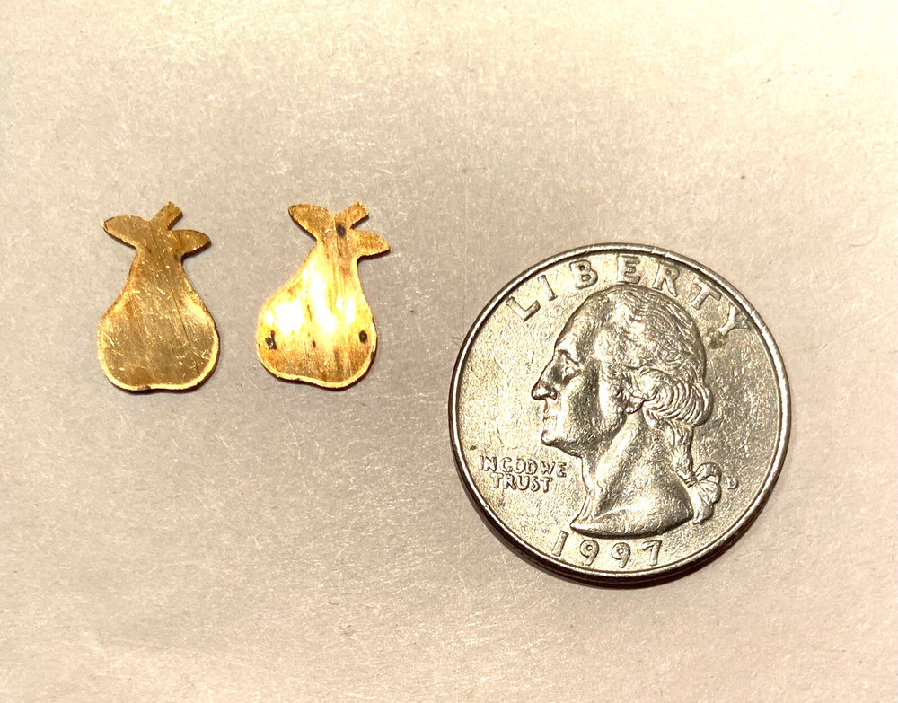100 pcs. Raw Brass Stamping Finding- SMALL PEAR FRUIT Shape