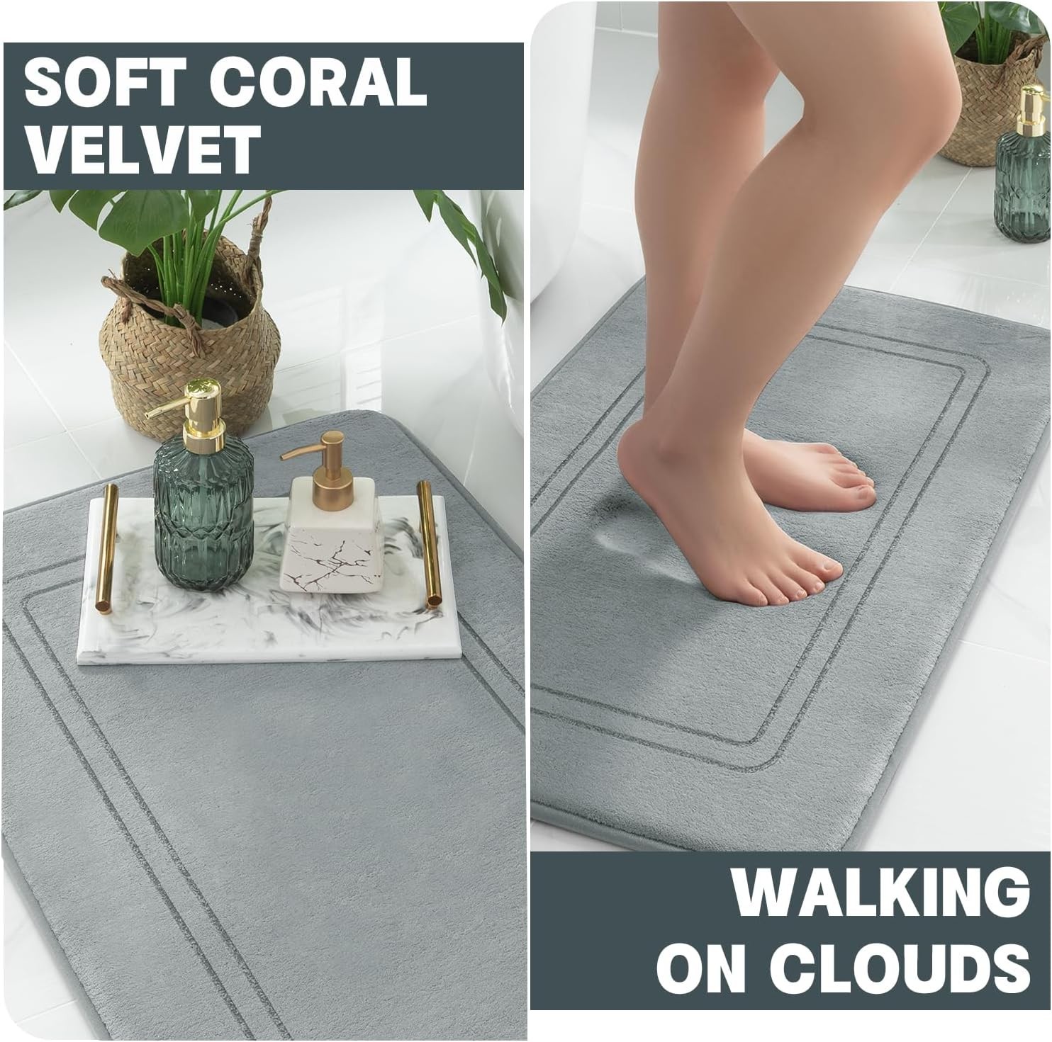 3PCS Memory Foam Bathroom Rug Absorbent Bath Mat Set Small Large and Door Rug US