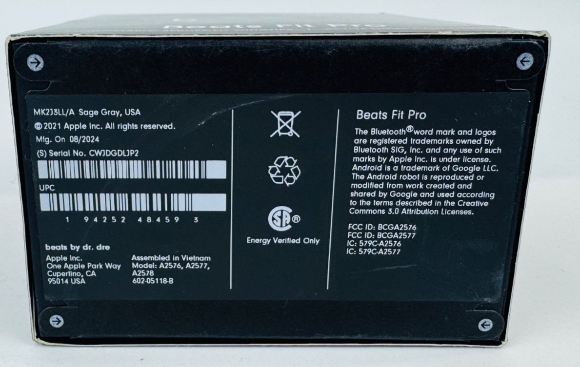 Beats Fit Pro True Wireless Noise Cancelling In-Ear Earbuds Sage Gray MK2J3LL/A