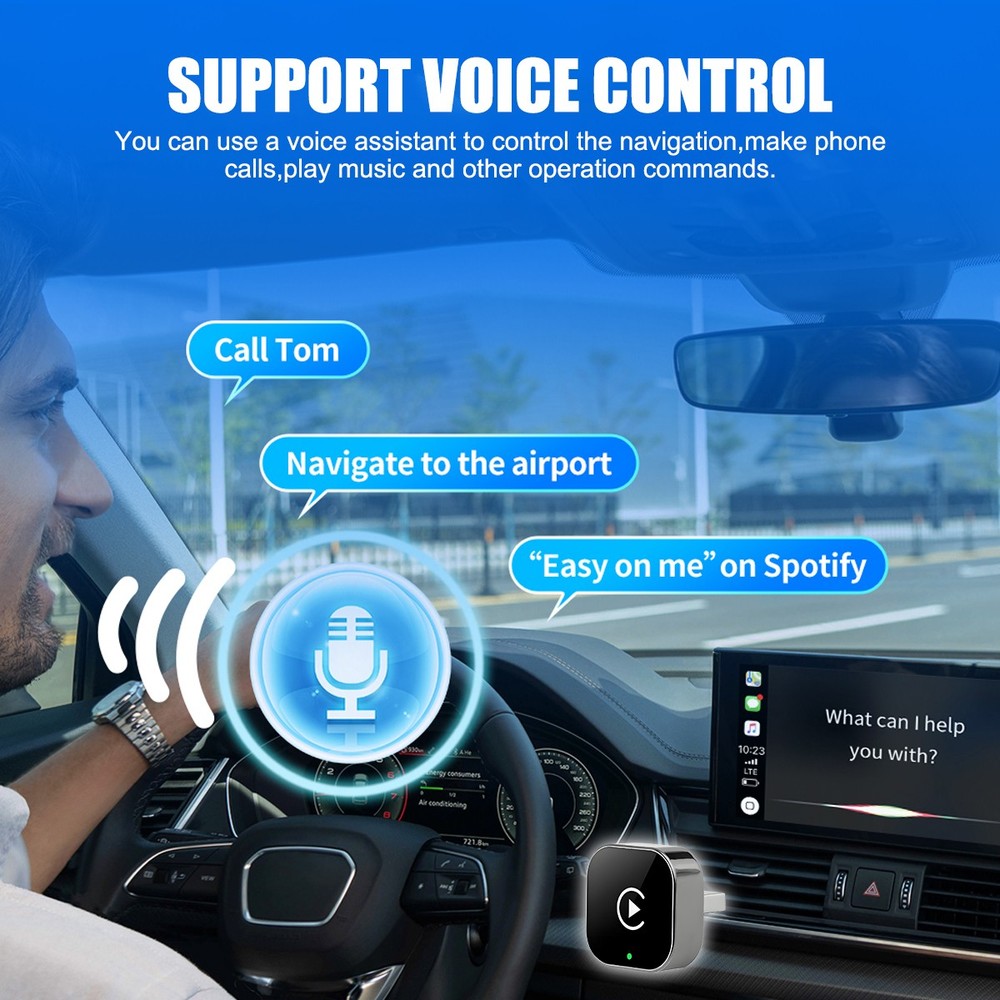 2-in-1 Wired to Wireless CarPlay Adapter /Android Auto Adapter Plug & Play -2025