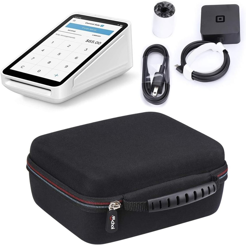 Compact Zippered Hard Case for Square Terminal & Printer Paper - 4 Compartments