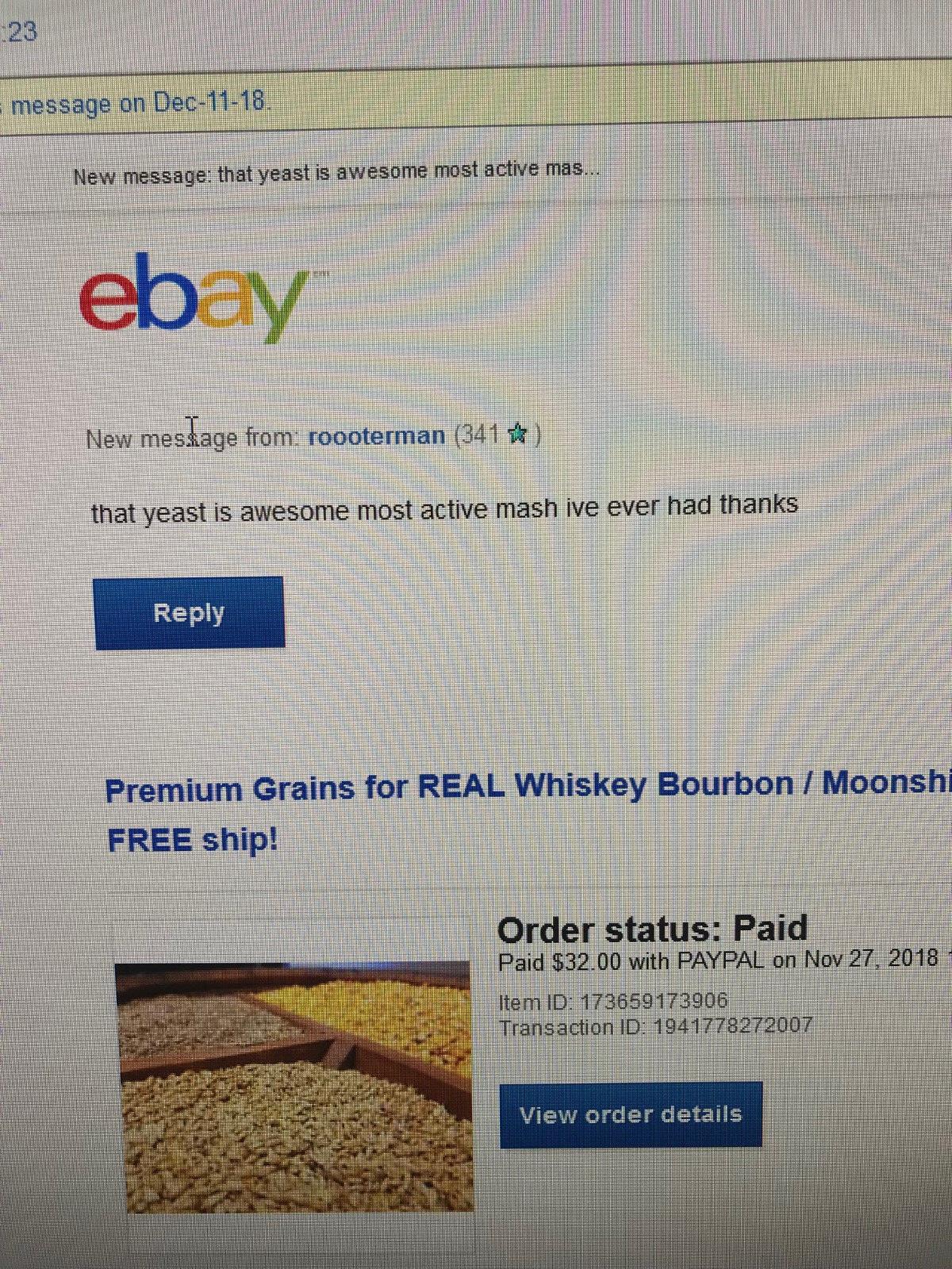 Premium Distiller Grains for RYE WHISKEY /Shine All Grain & Yeast- Ships FREE!