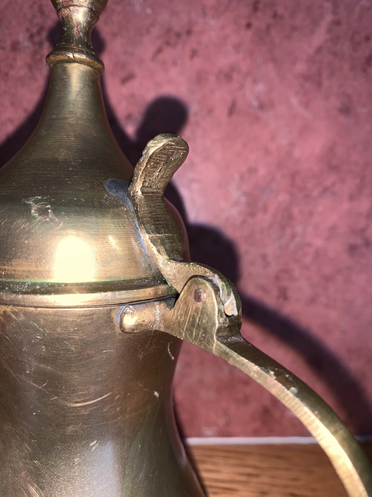 Antique Brass Coffee Pot Islamic Arabic Middle Eastern 8"