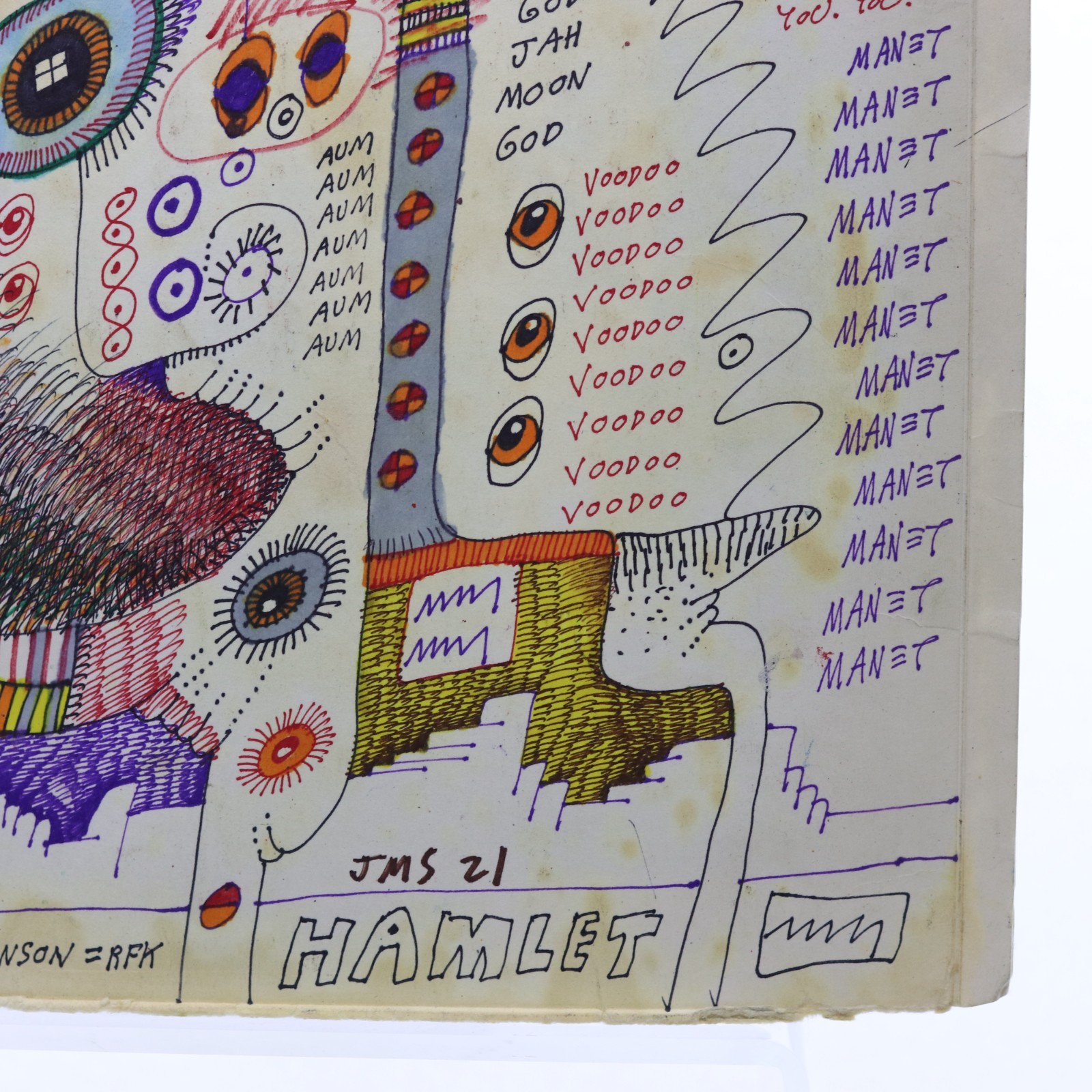 Jon Sarkin JS-2021-T8824 Ink and Marker on Cardboard Album Sleeve 2021