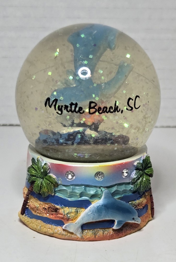 Myrtle Beach, SC Dolphins, Ocean Snow Globe with 3D & Glittery Visual Effect