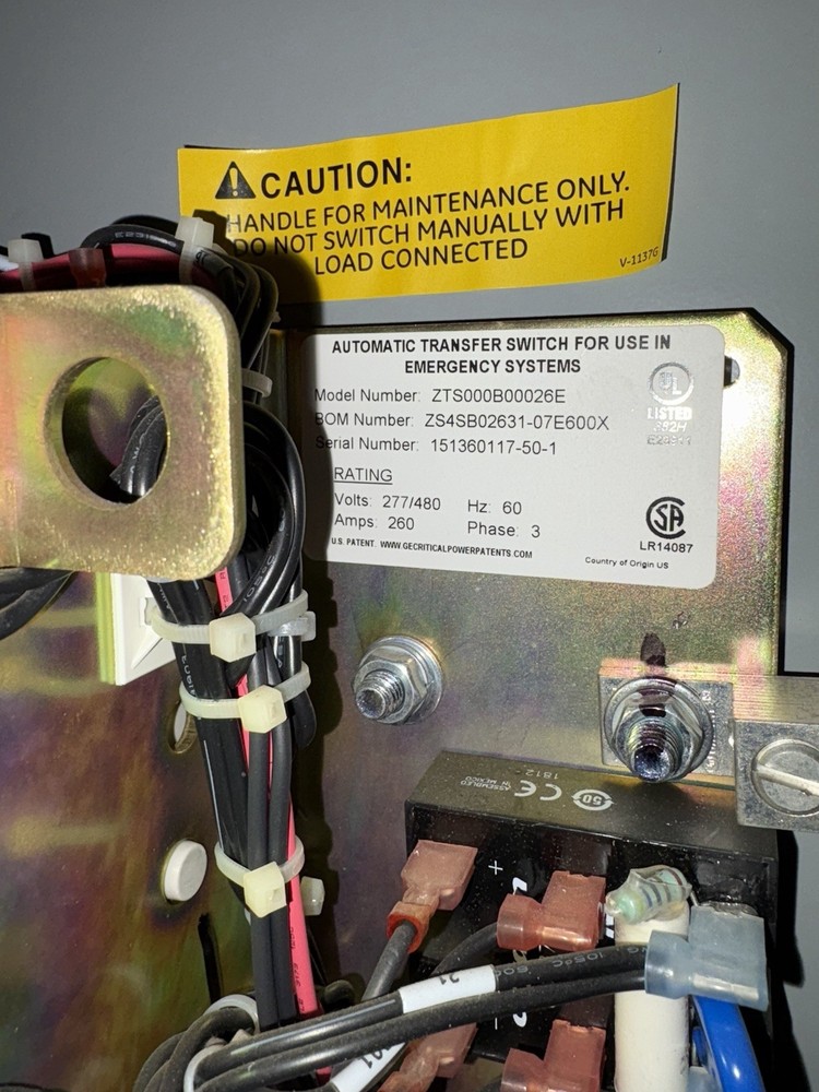 zenith transfer switch 260A, 480v