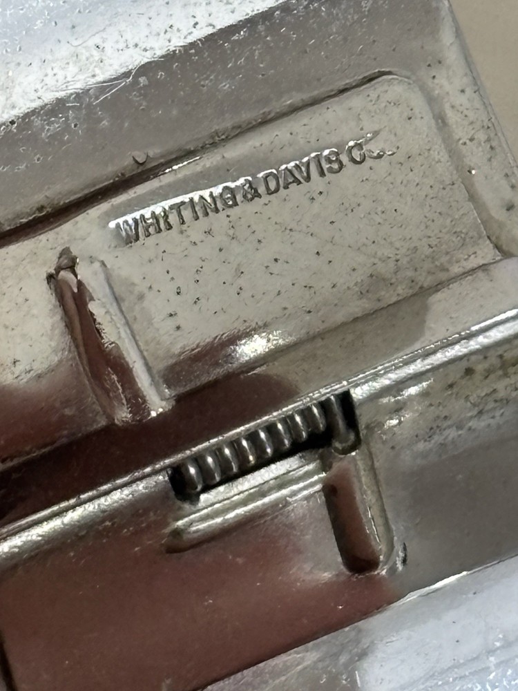 Whiting & Davis Silver Color Cuff Bracelet 3D Leaf Pattern