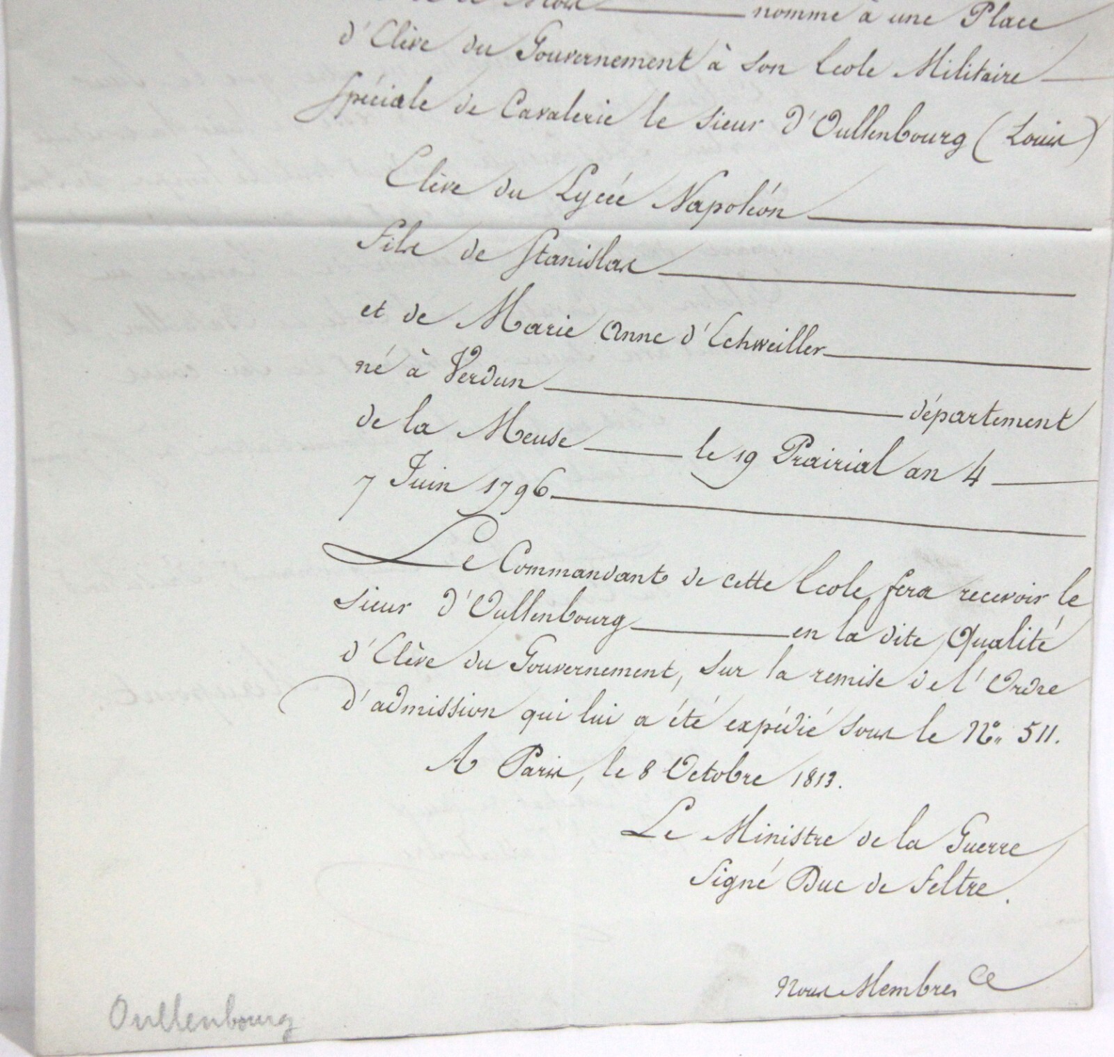 Original Napoleonic Wars Era Document – University of France c1814-15