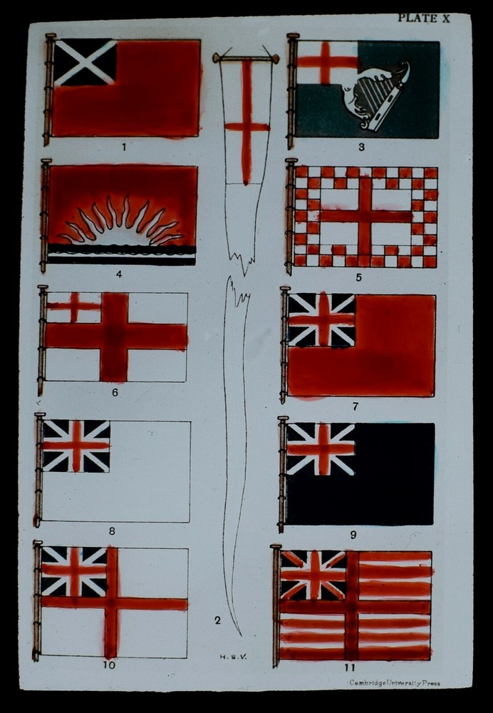 Magic Lantern Slide VARIOUS FLAG ILLUSTRATIONS PLATE X C1910 BASED ON UK FLAGS