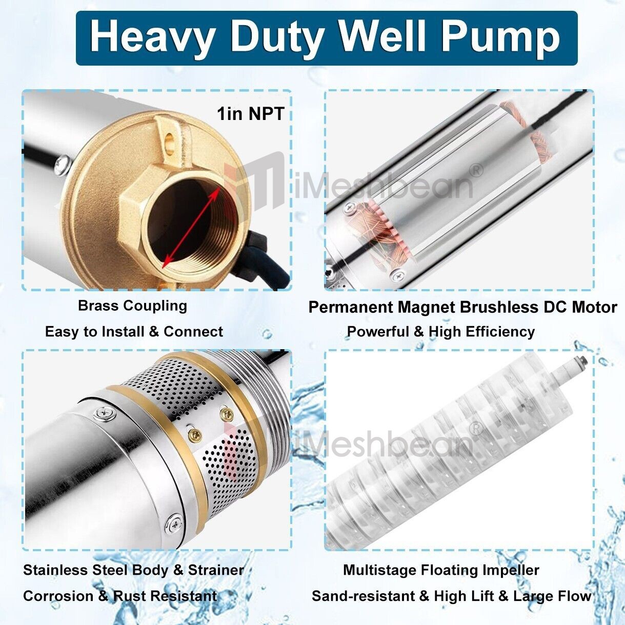DC24V 2" OD Solar Pump Submersible Pump Bore 250W Deep Well Pump+MPPT Controller