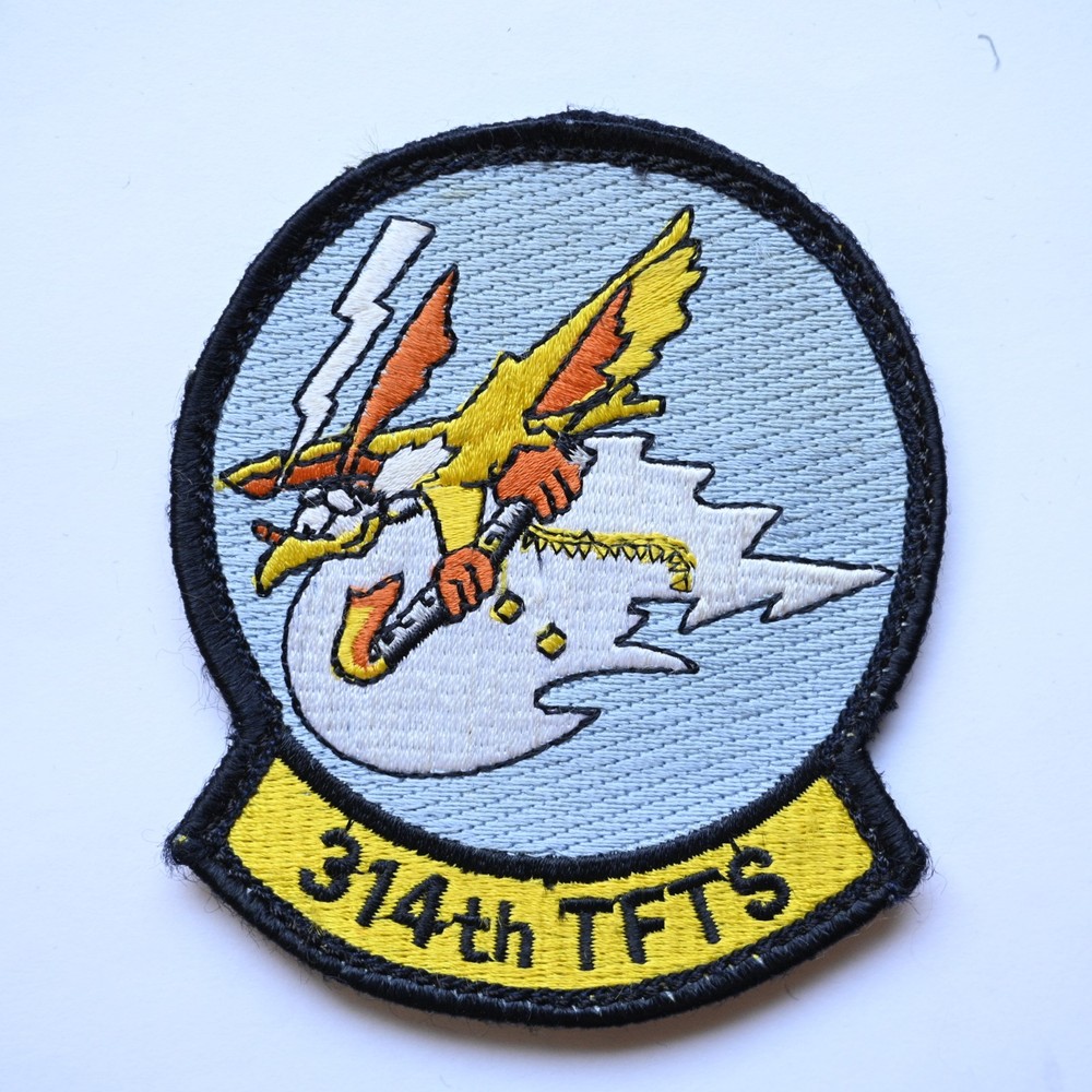 USAF 314th Tactical Fighter Training Squadron patch 3 x 3.5 inch HOOK & LOOP