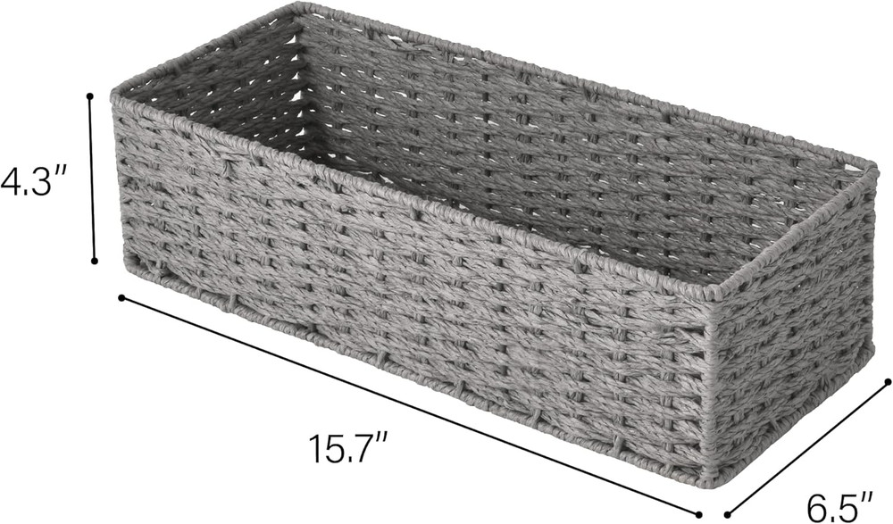 Rope Paper Storage Baskets Set, Gray