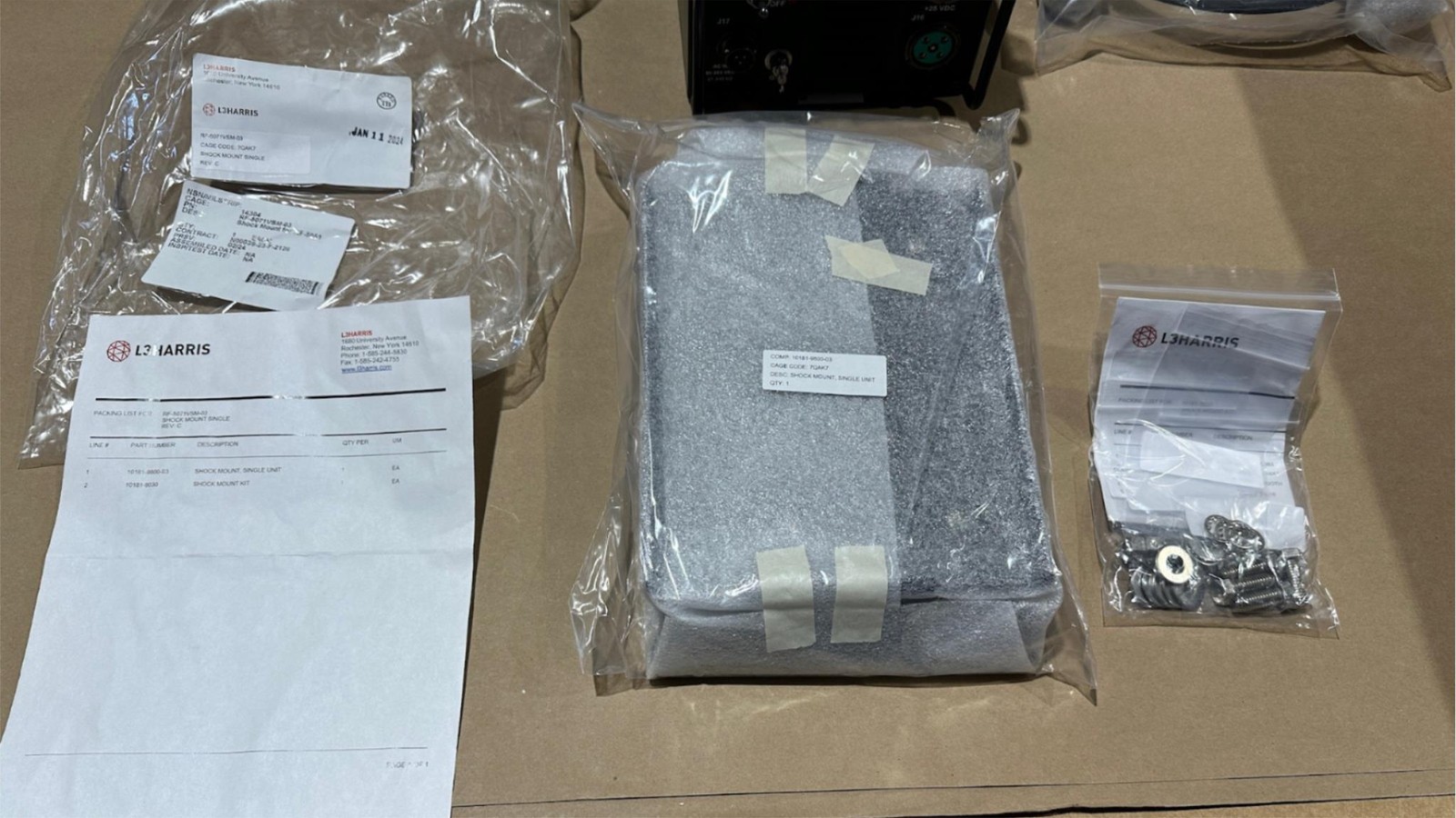 L3 Harris RF-5051-PS001 Power Supply w/ Vehicle Shock Mount & DC Power Cable