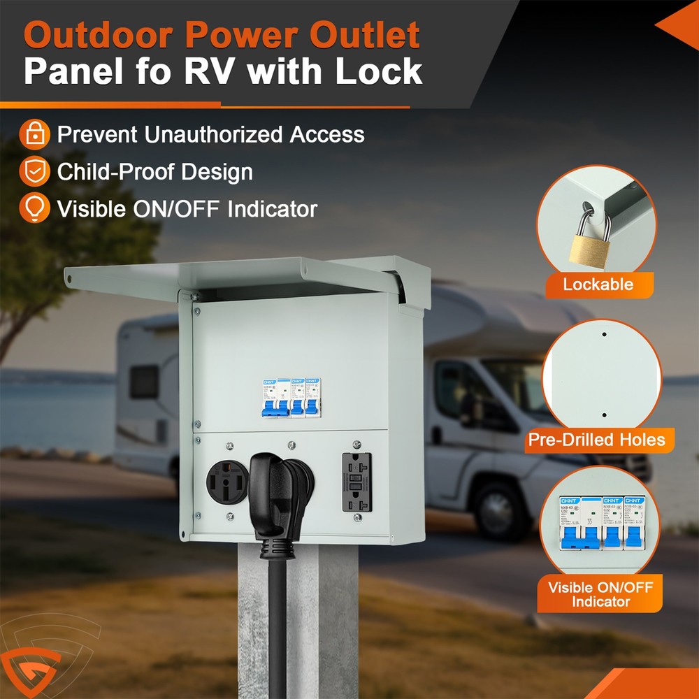 Temporary Power Outlet Panel RV Electrical Panel 20 30 50 Amp Outlet Box