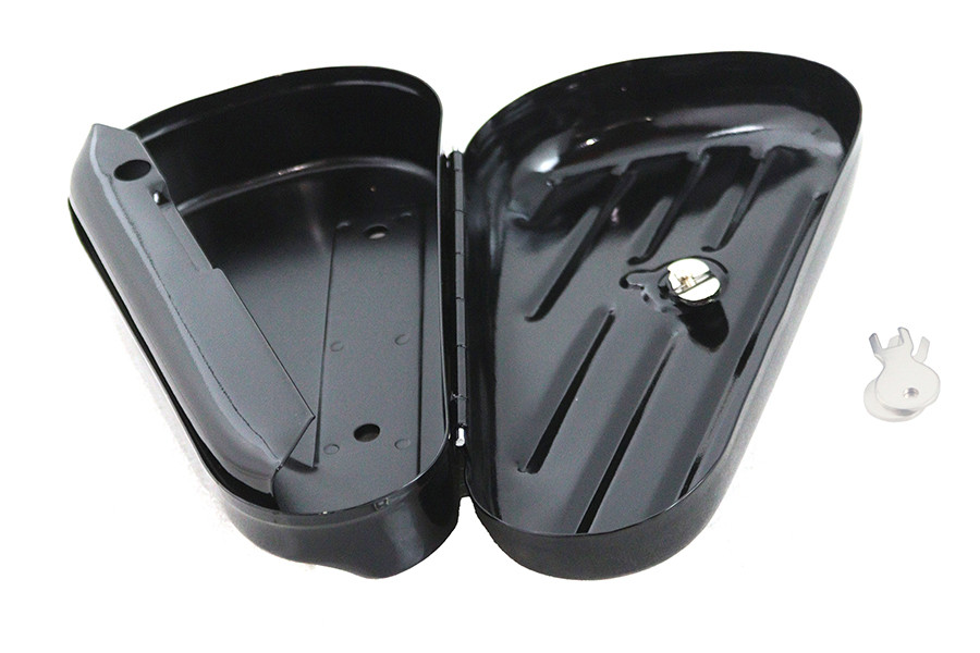 Black Left Side Oval Tool Box fits Harley Davidson
