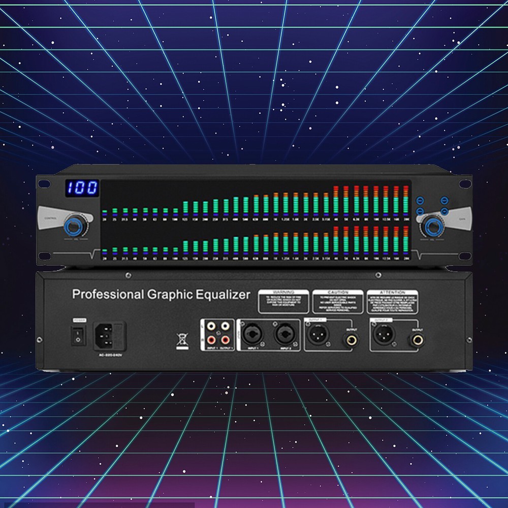 Pro Graphic Equalizer Digital Equalizer Dual 31-Band Spectrum Display US Plug