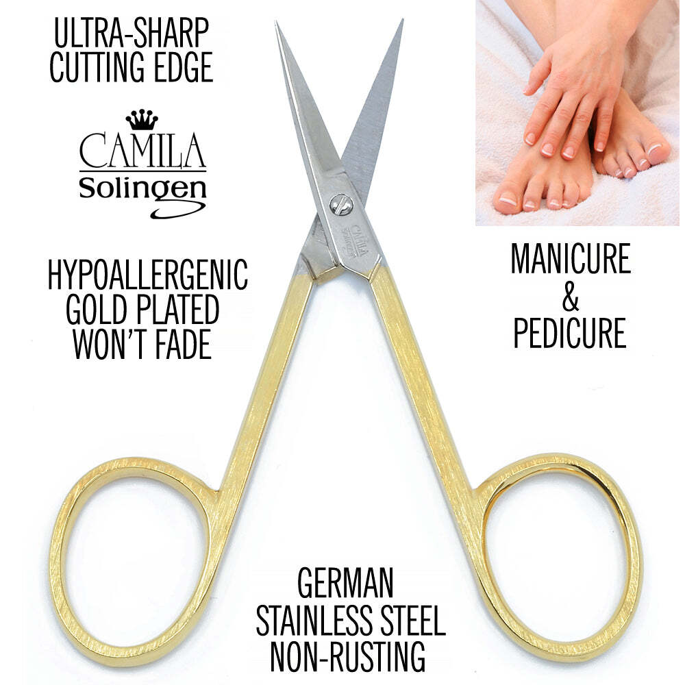 3.5" Gold Plated Curved Pointed Tip Cuticle Scissors