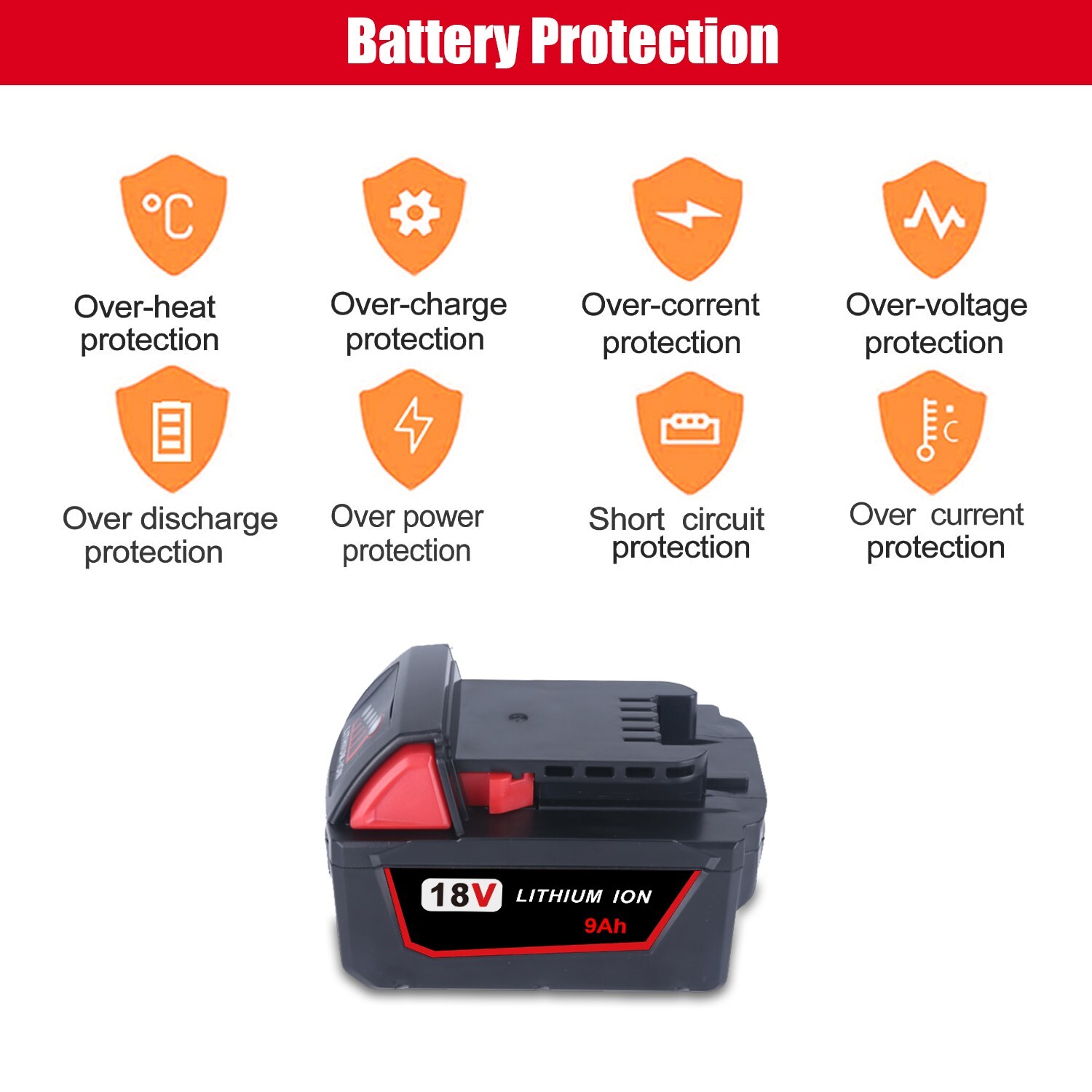 For Milwaukee M18 Lithium 9.0 AH 18V Extended Capacity Battery 48-11-1890