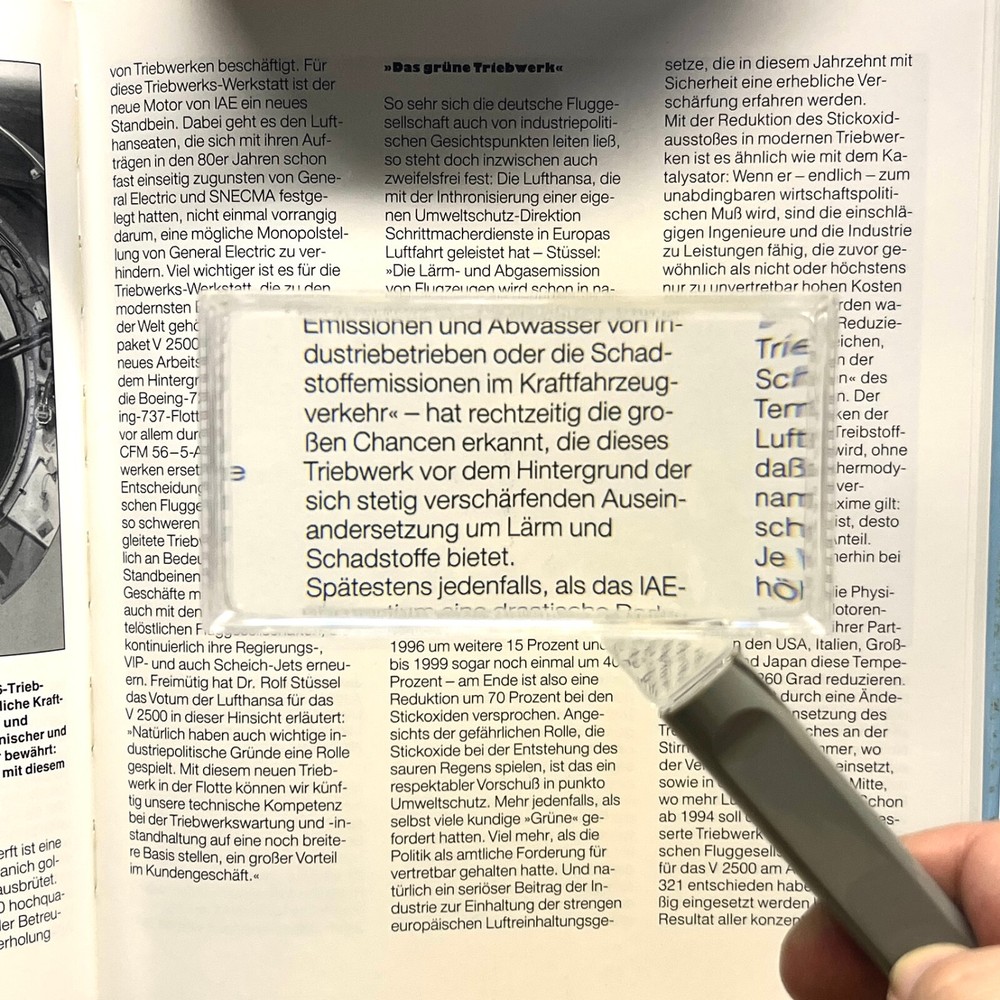 2x Large Rectangular Reading Magnifier with a 2"x4" Optical Grade Acrylic Lens