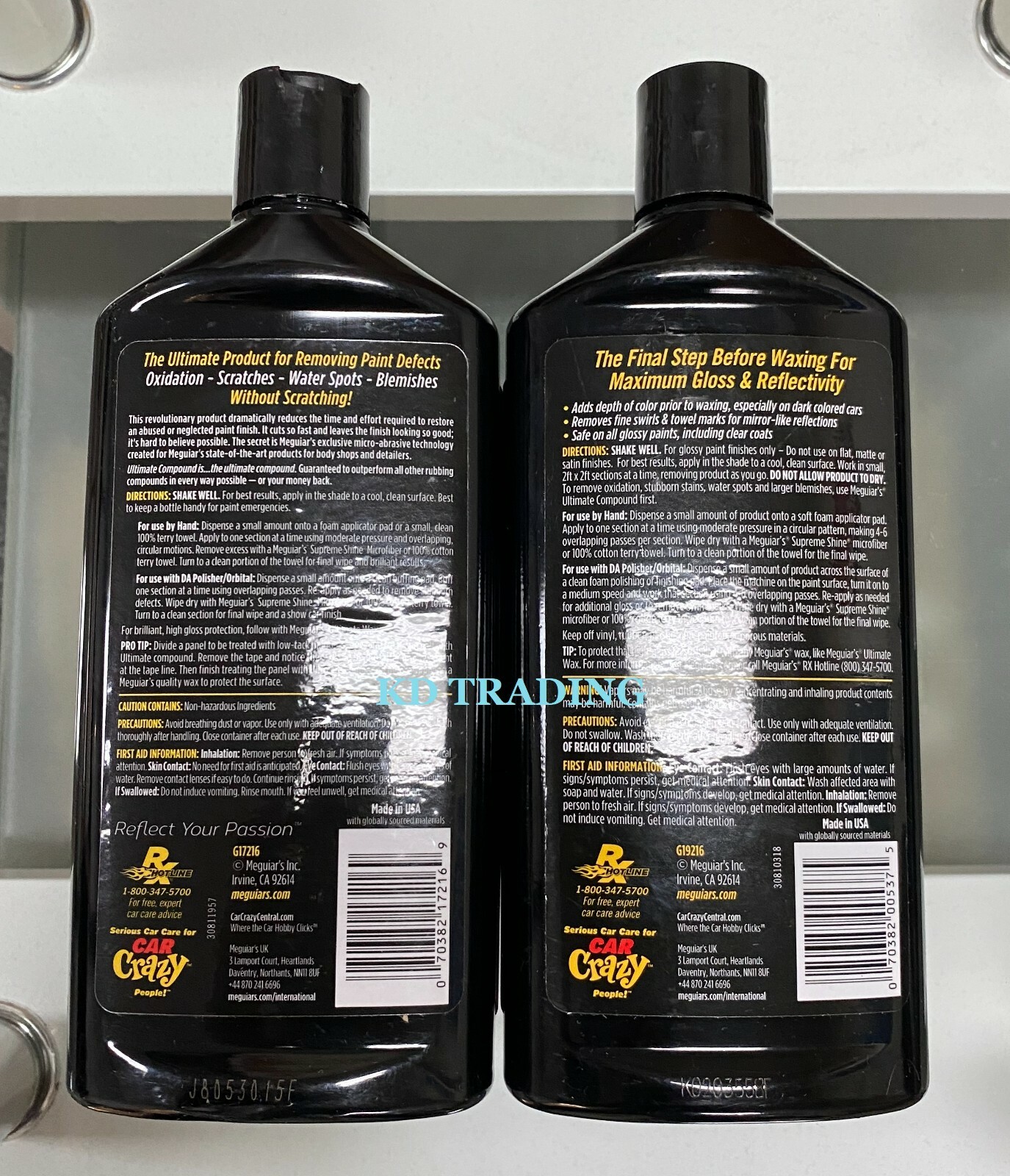 (2-Pack) Meguiar's Car ULTIMATE COMPOUND & POLISH Combo Waxing Glaze Max Gloss