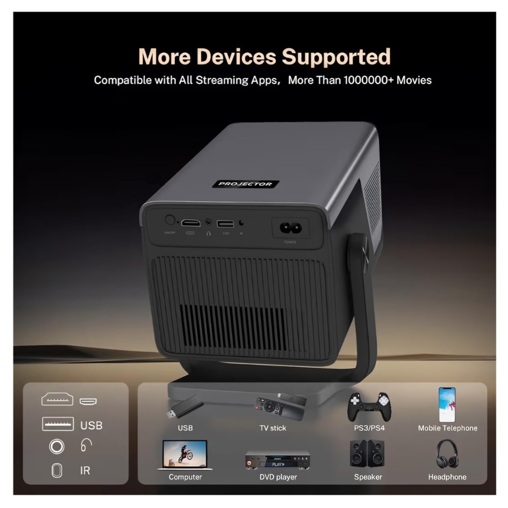 [2000 ANSI/AI Visual Calibration/4K Support] X7 Native 1080P Smart Projector wit