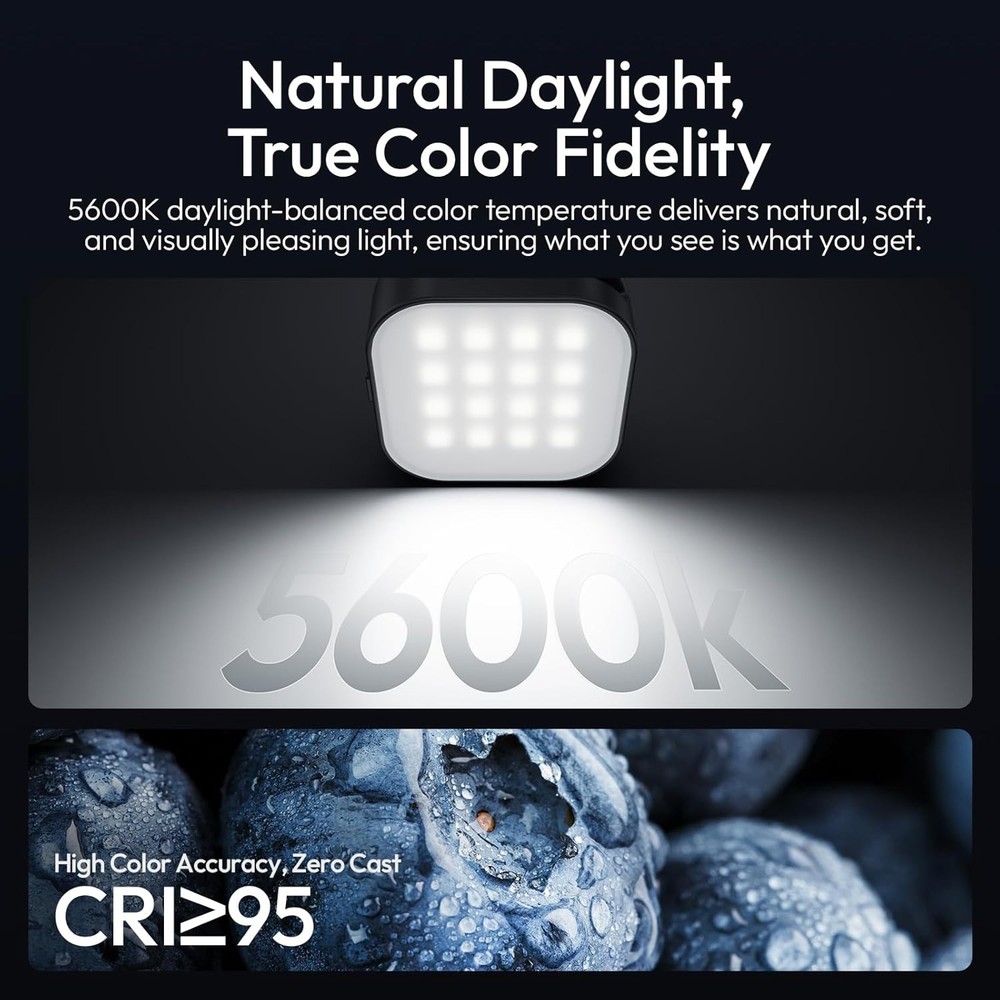 Compact 3-Level Brightness LED Fill Light for Insta360